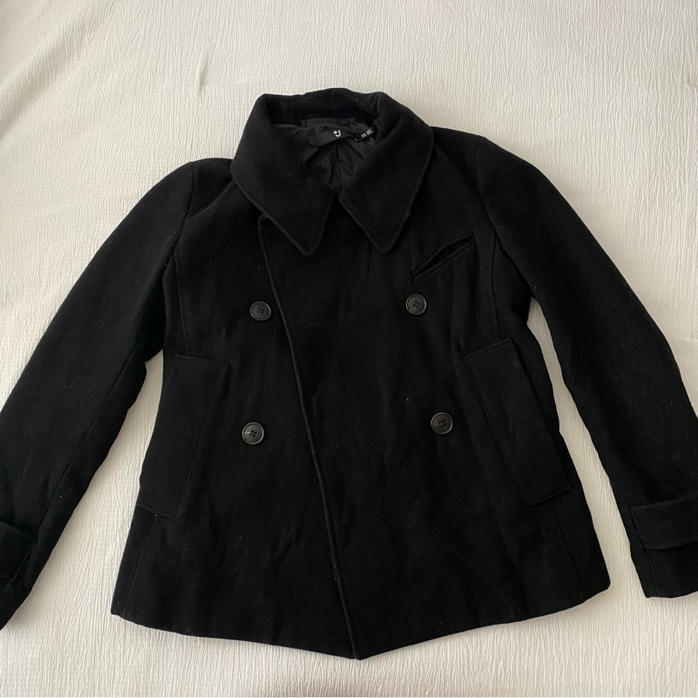 Uniqlo x Jil Sander +J black pea coat in black XS